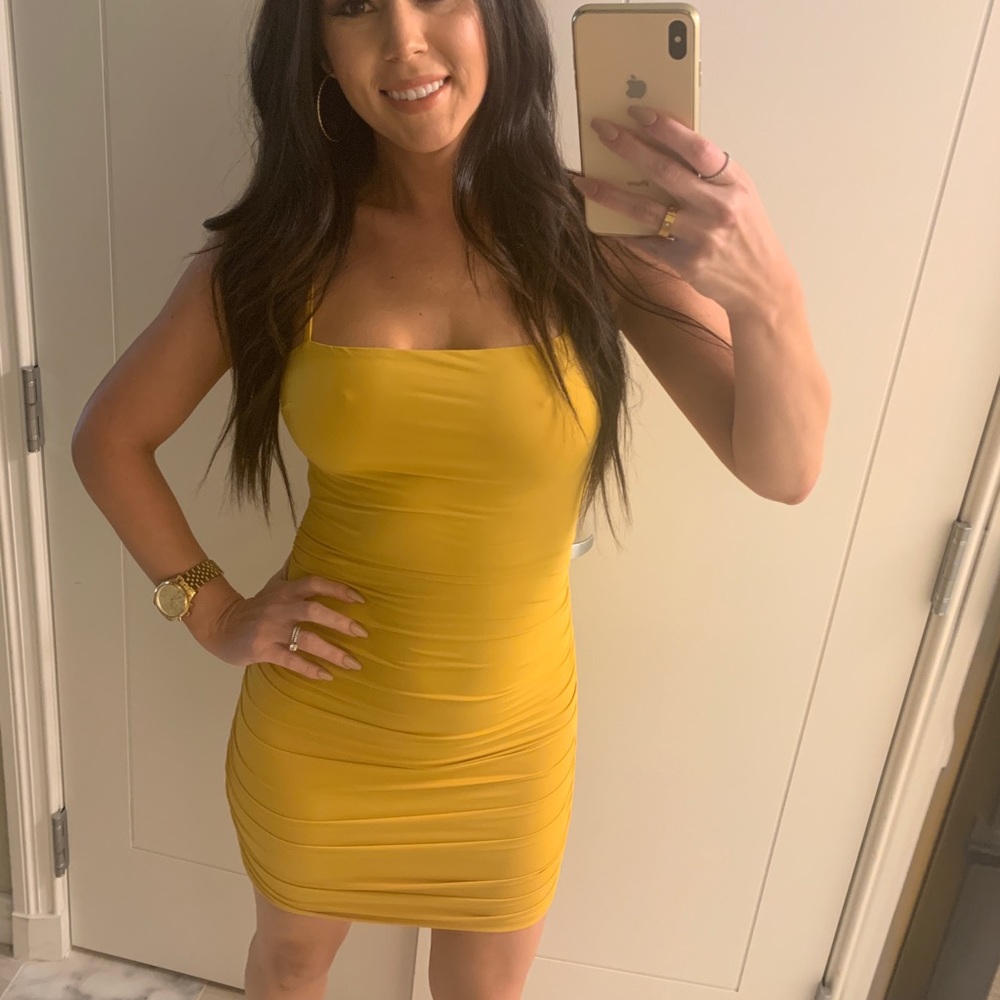 Tiger Mist Yellow Midi Dress